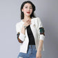 Spring and Autumn Cardigan Short Knitted Top Simple Casual Long Sleeve Sweater Fashion Jacquard Female Jacket