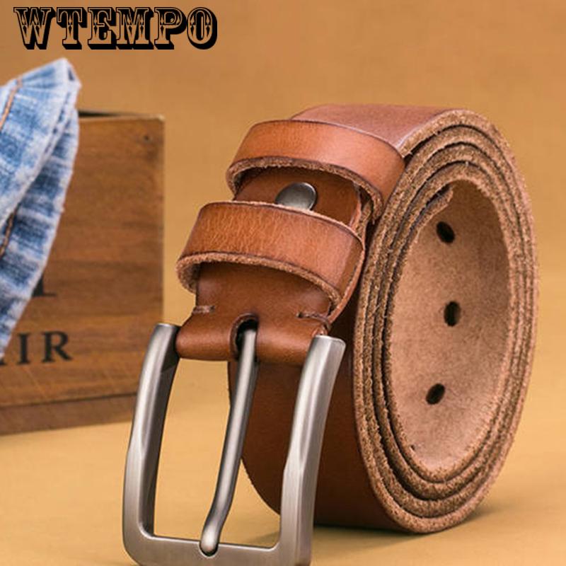 Genuine Leather Belts for Men Luxury Strap Male Belts Classic Vintage brown Belt Casual