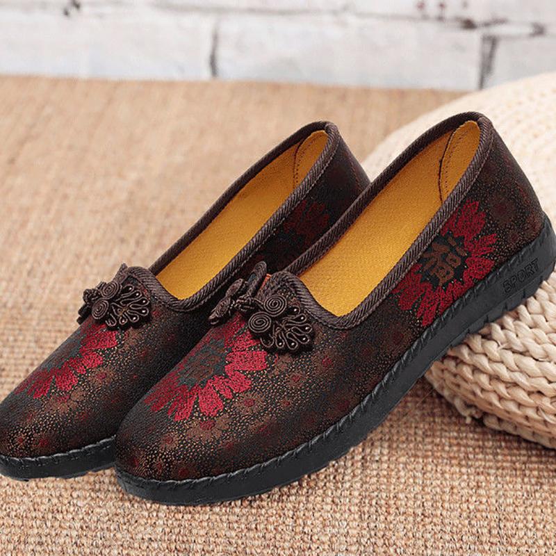 Old Beijing Cloth Shoes Women's Autumn Style Embroidered Middle-aged and Elderly Mother Shoes Elderly Shoes Grandma Non-slip Soft-soled Casual Shoes