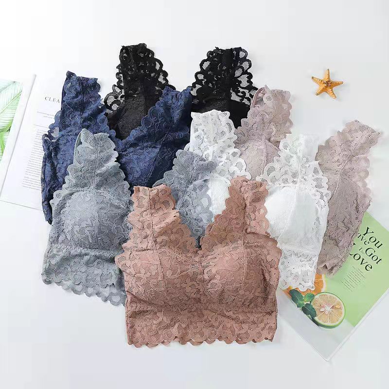 Women's Sexy No Steel Ring Beautiful Back Lace Underwear Bra Women Gather Anti-sagging Thin Bra Outer Wear Running Training Fitness Yoga Underwear