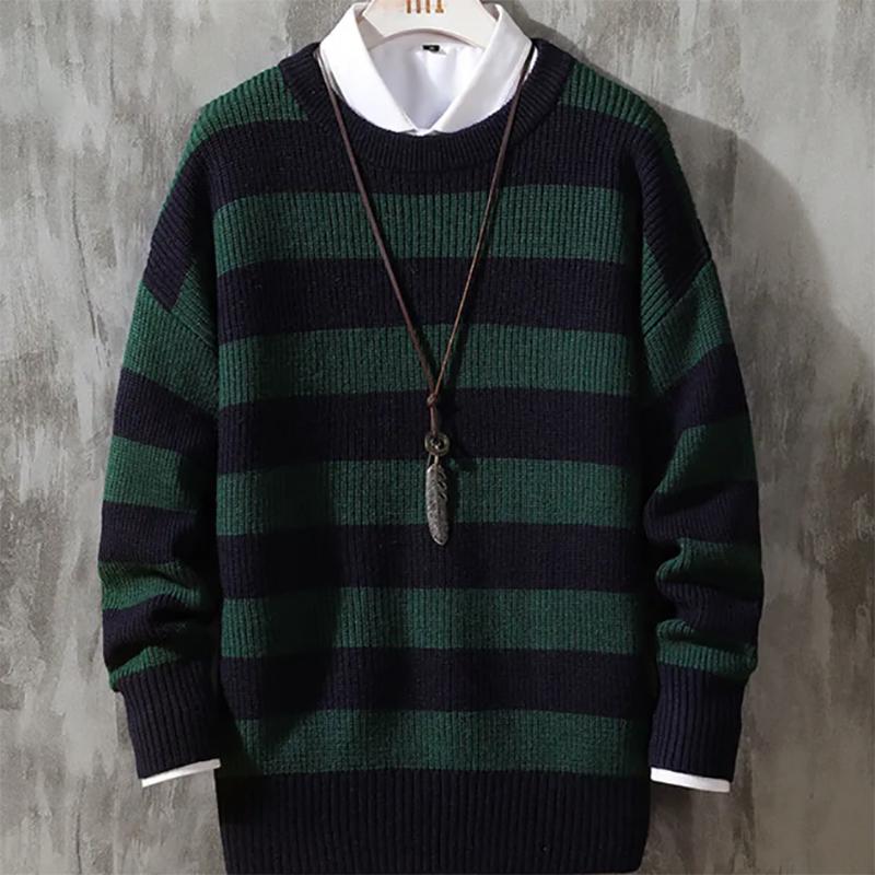 Striped Sweater Men's Autumn Casual All-match Bottoming Sweater Men's Sweatershirts Tide