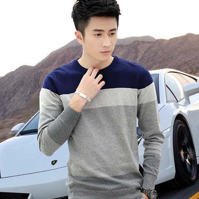 Men's Sweater Men's Spring and Autumn Round Collar Autumn Clothes on Clothes Sweater Slim Pullover