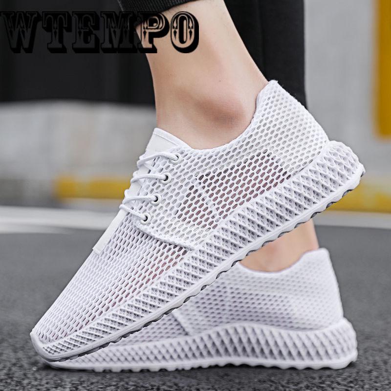 Men Shoes Fashion Comfortable Lace up Sneakers Mesh Flats Summer Sneakers Breathable Casual Shoes