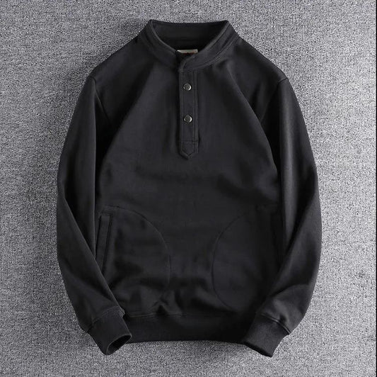 Half-open Stand-collar Pullover Sweater Men's Thick Knitted Terry Casual Warm and Comfortable Jacket