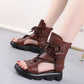 Soft Leather Women's Sandals Spring and Summer Platform Women's Shoes Fish Mouth Flat Roman High-top Sandals