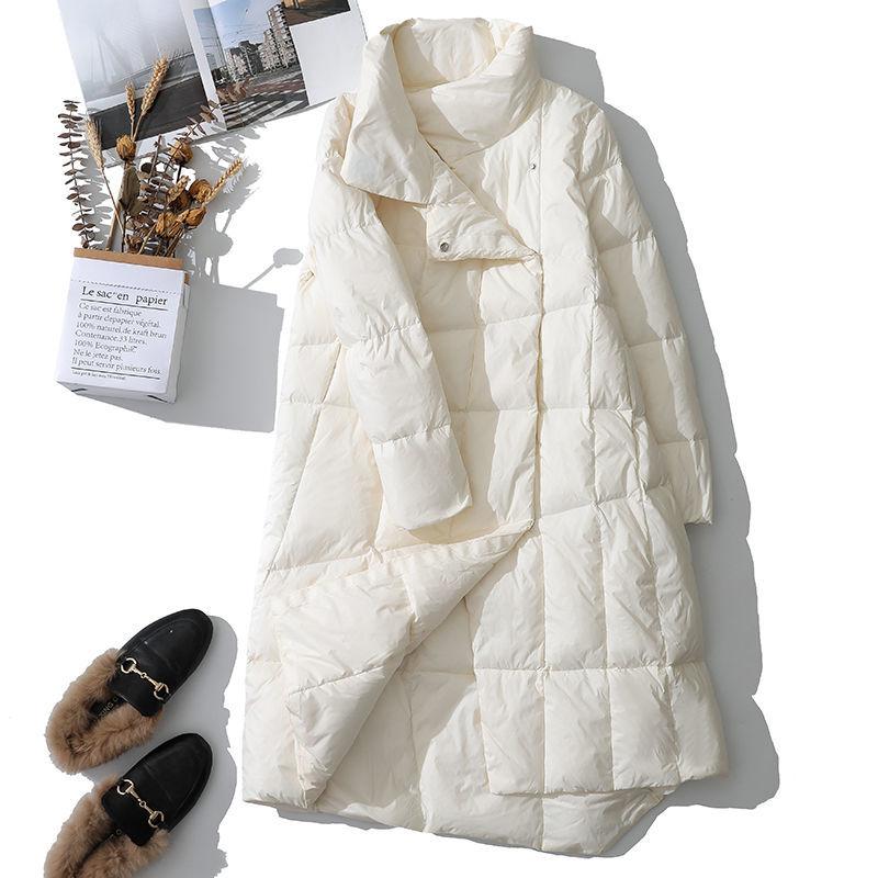 Winter Womens Down Jackets Long Ultra Light Thin Casual Coat Puffer Jacket Slim Remove Hooded Parka
