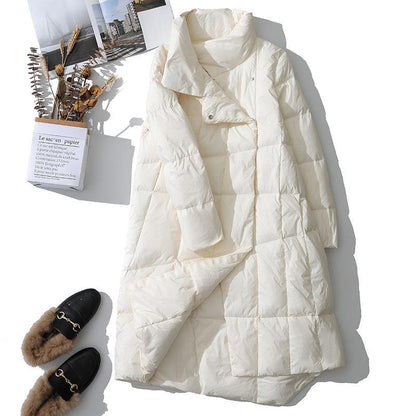 Winter Womens Down Jackets Long Ultra Light Thin Casual Coat Puffer Jacket Slim Remove Hooded Parka