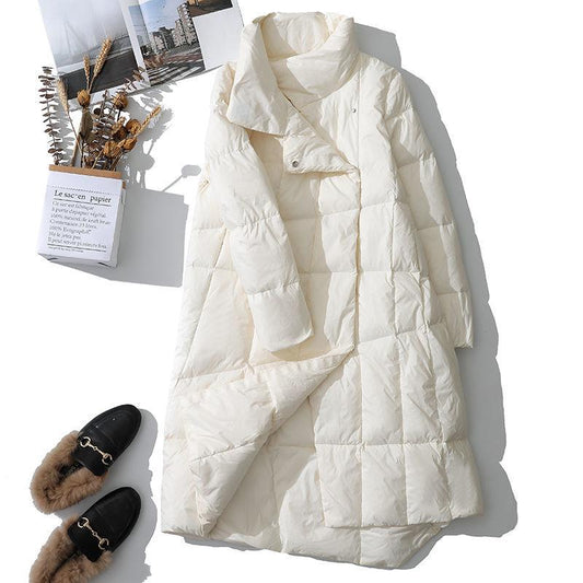 Winter Womens Down Jackets Long Ultra Light Thin Casual Coat Puffer Jacket Slim Remove Hooded Parka