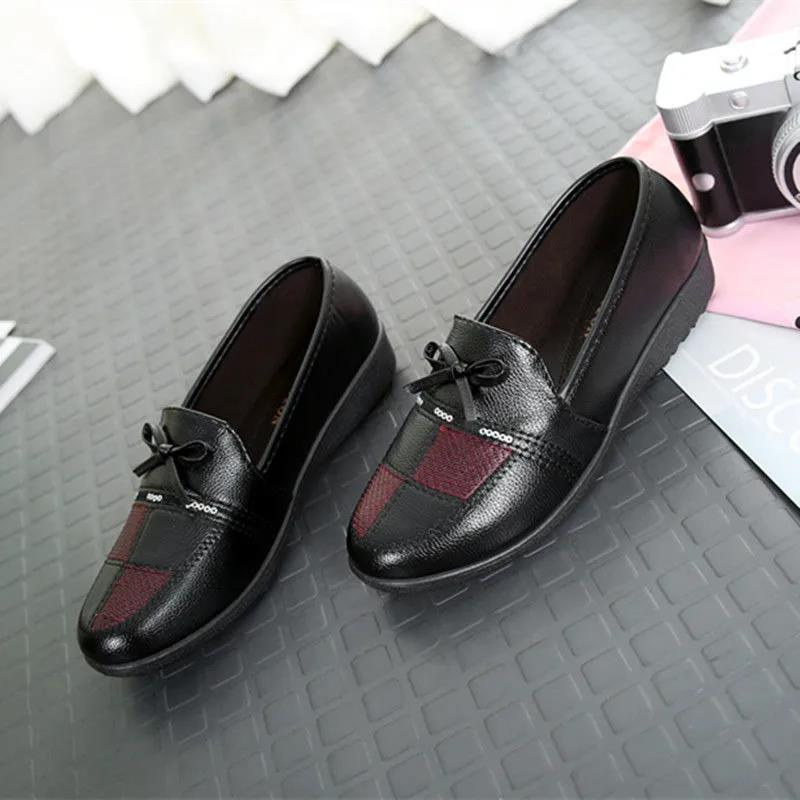 Spring and Autumn Single Shoes Mother Shoes Non-slip Soft Bottom Casual Flat Women's Work Shoes Women's Leather Shoes