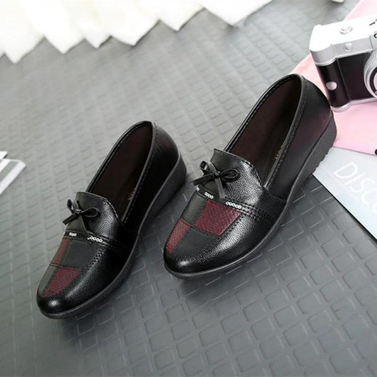 Spring and Autumn Single Shoes Mother Shoes Non-slip Soft Bottom Casual Flat Women's Work Shoes Women's Leather Shoes