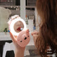 Cute pig USB Rechargeable LED Makeup Mirror Folding Light Convenient Small Mirror Beauty Makeup Ladies Portable Mirror