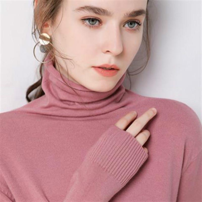 Turtleneck Slim Bottoming Sweater Long Sleeved Autumn Winter Solid Color Sweater Women