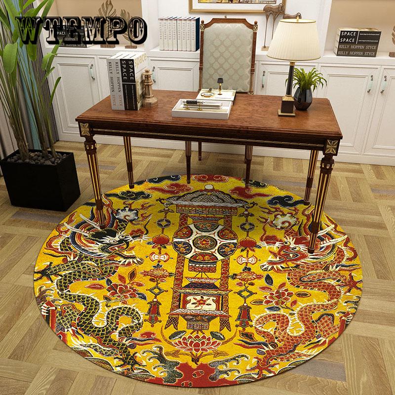 Porcelain Round Carpets for Living Room  Parlor Bedroom Chair Rugs Toilet Decorate Non-slip Floor Mat
