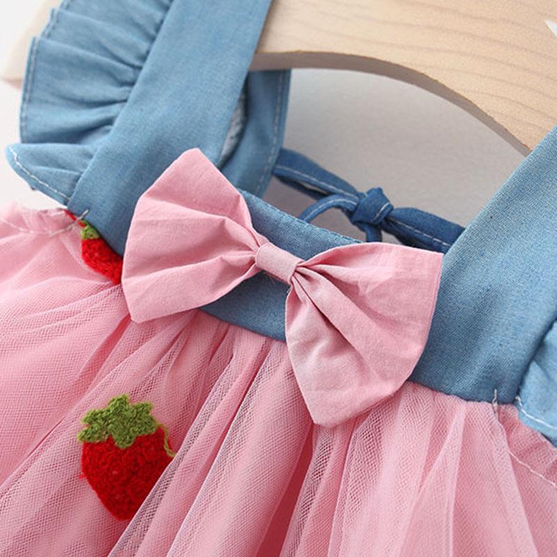 Little Girl Mesh Dress Summer Sweet Princess Skirt Bow Tutu Skirt Girl Backless Sleeveless Vest Skirt A-line Skirt