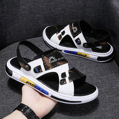 Men's Non-slip Beach Sandals Summer Breathable Personality Dual-use Casual Sports Roman Shoes