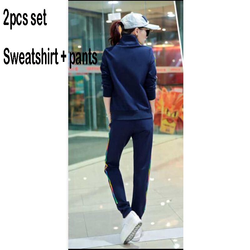 Joker Long -Sleeved Casual Sweatshirt Set Large Size Spring And Autumn Women 'S 2pcs Set