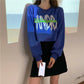Women's Long-sleeved Sweater Student Spring and Autumn Short Shirt Korean Version Loose Thin Printed Top Girls Personality Hip-hop Short Top