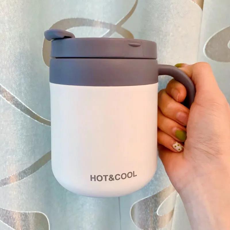 Simple Frosted Insulation Mug with Lid Men and Women Office Coffee Cup Student Stainless Steel Household Portable Cup