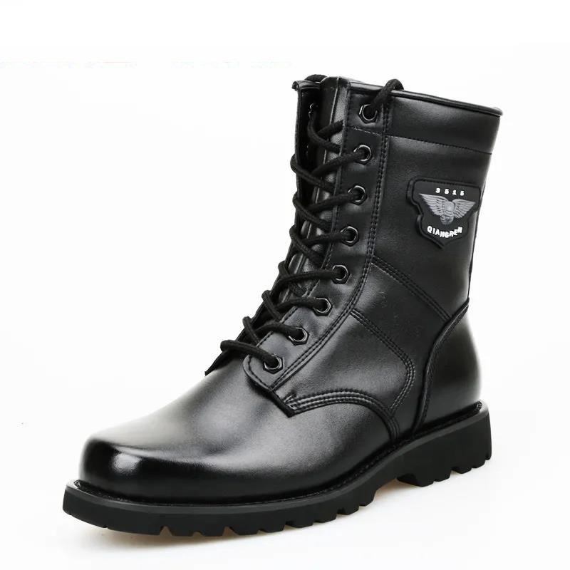 Men's Training Boots Combat Boots High-top Leather Wool Boots Outdoor Tooling Boots Single Boots Martin Boots