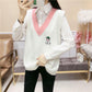 Student College Style V-neck Vest Color Matching Embroidery All-match Knitted Vest Spring and Autumn Outer Sweater Women
