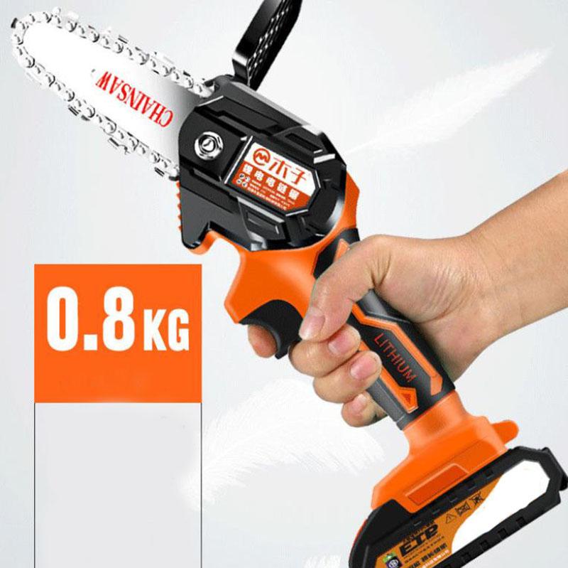 199VF Electric Chain Saw Set with Two Batteries 15cm Cordless Pruning Saw One-handed Logging Saw Garden Tools