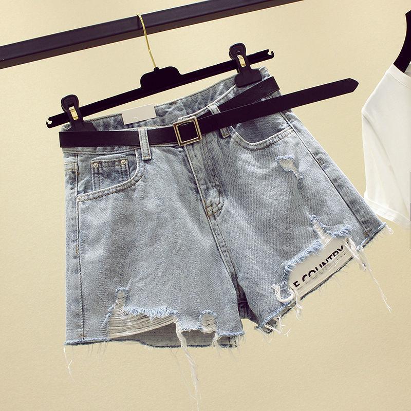 Ripped Denim Shorts Women's Summer High Waist Loose and Thin Wild Wide-leg Pants Thin Section