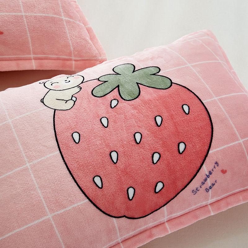 48X74cm Coral Velvet Pillowcase Plus Velvet Cute Pillowcase Flannel Cartoon Thick Bedding