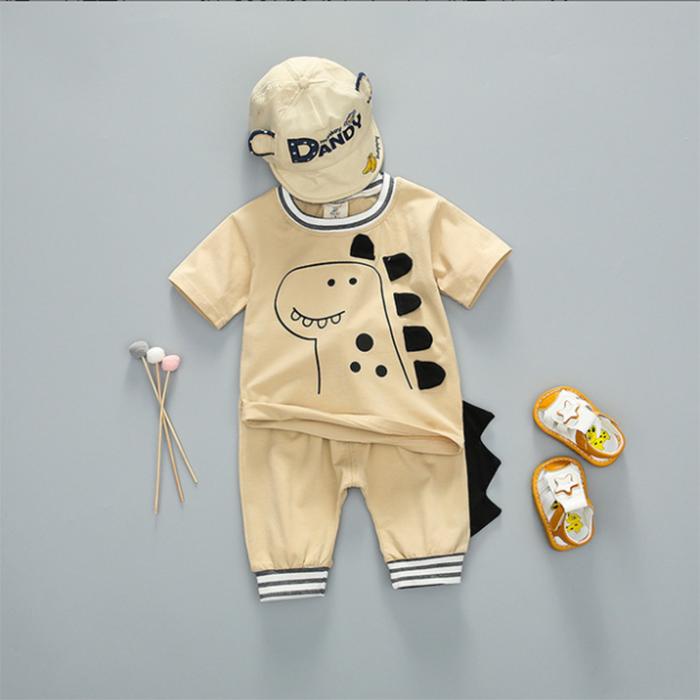 Cartoon Children's Summer Cute Set Pullover Top Short Sleeve T-shirt Shorts Boys Girls Two Piece Suit