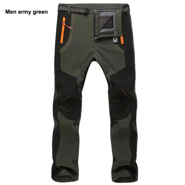 Autumn and Winter Thickened Fleece Pants Men's Outdoor Warmth, Waterproof, Windproof, Breathable Soft Shell Trousers Sports Mountaineering Overalls