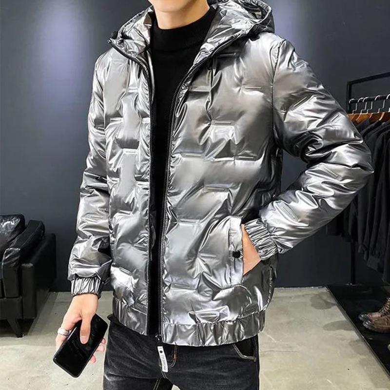 Winter Down Padded Jacket Men's Short Padded Jacket Young and Middle-aged Korean Trend Bright Leather Padded Jacket