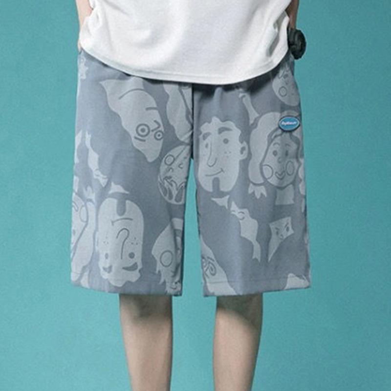 Summer Literary Casual Shorts Men Wear Hip-hop Five-point Pants Korean Version of The Trend Straight Loose Beach Pants