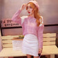 College Style Color Matching All-match Sweater Casual Cute Bottoming Shirt Knitted Loose Blouse