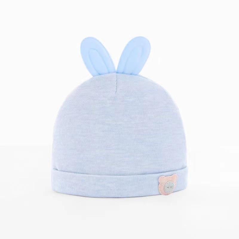 1-6M Cartoon 3D Bear Rabbit Ears Hat Baby Pure Cotton Hat Autumn Winter Thick Warm Cap Infant Newborn Comfortable Breathable Cute Beret Hat Sun Hat