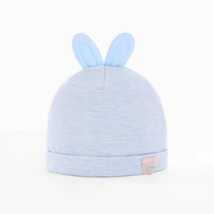 1-6M Cartoon 3D Bear Rabbit Ears Hat Baby Pure Cotton Hat Autumn Winter Thick Warm Cap Infant Newborn Comfortable Breathable Cute Beret Hat Sun Hat