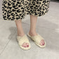 Autumn and Winter Plush Slippers Ladies Fashion All-match Flat Shoes Trend Casual