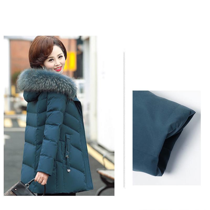 Middle-aged and Elderly Pure Color Simple Down Cotton Jacket Mid-length Spring and Autumn Women's Clothing