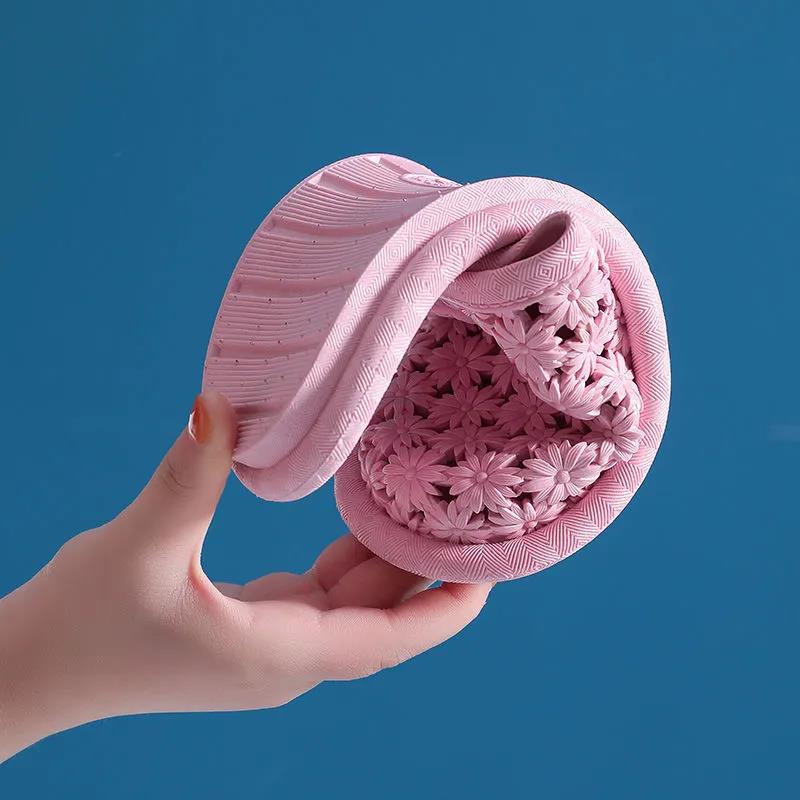 Women's Summer Indoor Bathroom Slippers Anti-Slip Home Slippers Solid Color Large Size Flat Baotou Slippers