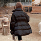 Down Padded Jacket Women's Waist Small Thick Padded Coat Mid-length Padded Jacket