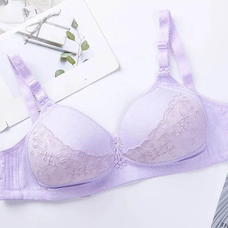 Large Size Unwired Sexy Lace Embroidered Push Up Bra Adjustable Women's Breathable Shaping Bra