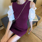 Retro Hepburn Style Waist Slimming Dress Feminine Sense Package Hip Round Neck Strapless Puff Sleeve Dress Slim Sexy Dress