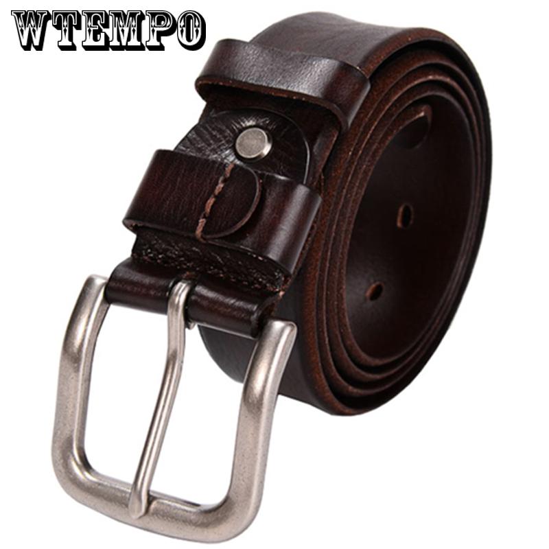 Fashion Genuine Leather Belt Man Vintage Pin Buckle Full-grain Leather Designer Men Belt