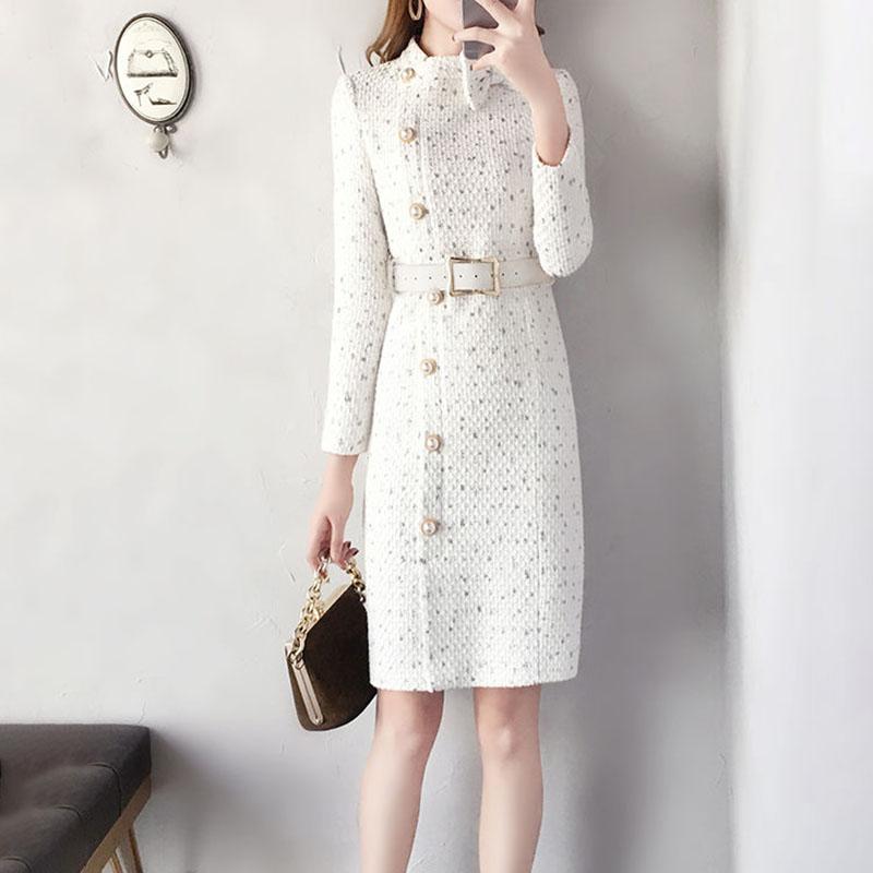 Autumn Winter Sweater Dress for Women  Knitted Dress Female  Sexy Wrap Dress  Slim High Waist  Bodycon Dress