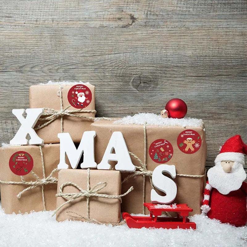 500 Christmas Stickers/roll Kindergarten Baby Bonus Stickers Students Decorate Christmas Gift Box Gift Stickers
