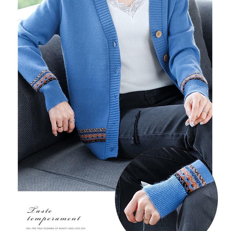 Autumn and Winter Style Korean Loose Knitted Cardigan Button Long-sleeved Sweater Fashion Coat Women