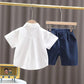 Boys' Short-sleeved Summer Suits Baby Western-style Tie Suits Two-piece Suit Summer Children's Handsome Trend