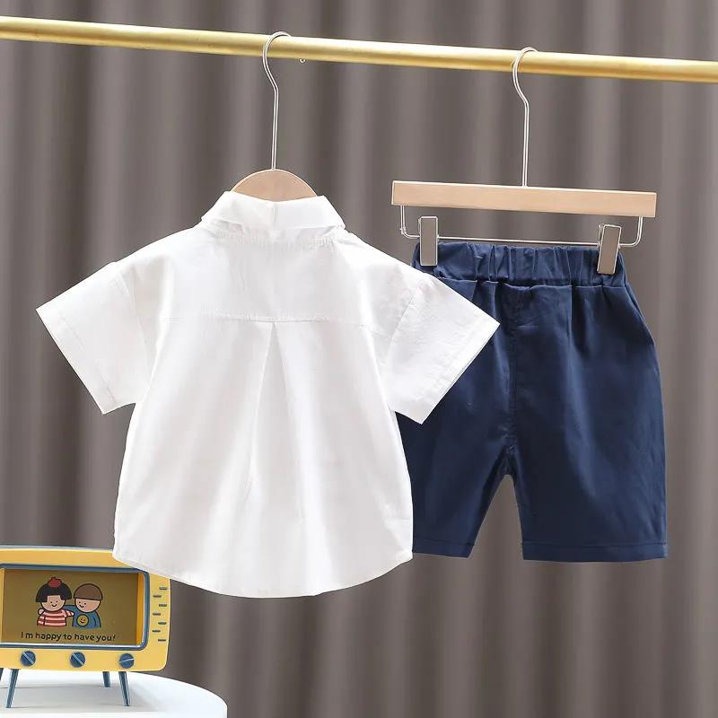Boys' Short-sleeved Summer Suits Baby Western-style Tie Suits Two-piece Suit Summer Children's Handsome Trend