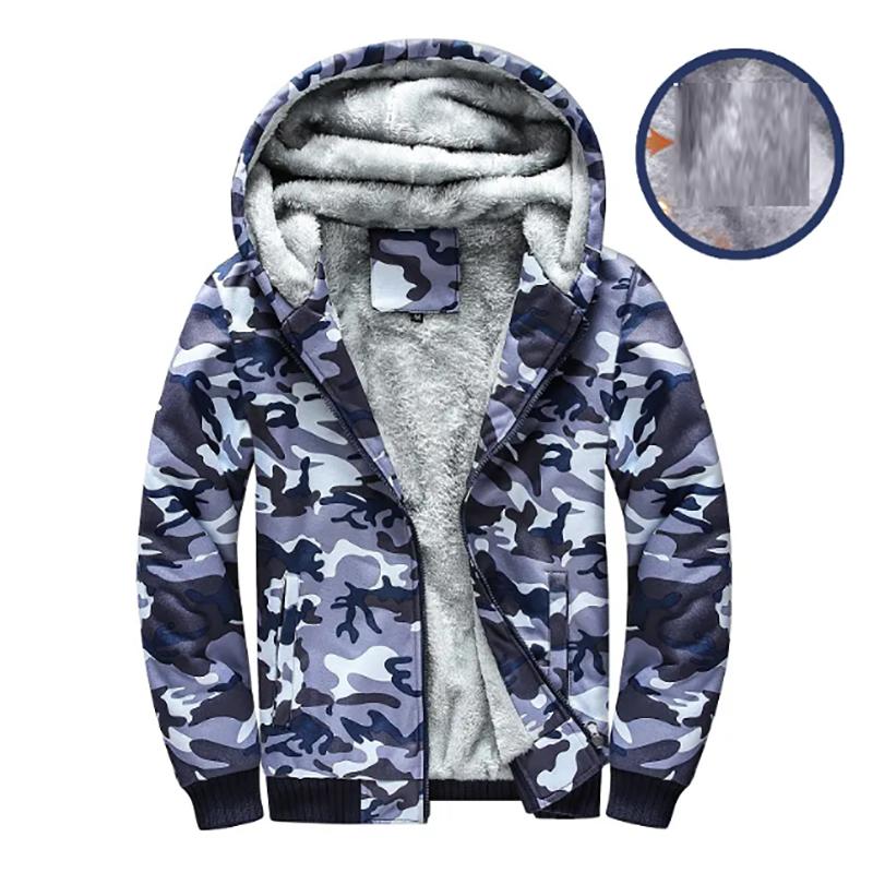 Camouflage Plus Velvet Sweater Hooded Jacket Men's Plus Size Jackets Autumn and Winter Business Slim Thickened Jackets