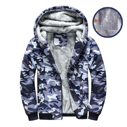 Camouflage Plus Velvet Sweater Hooded Jacket Men's Plus Size Jackets Autumn and Winter Business Slim Thickened Jackets