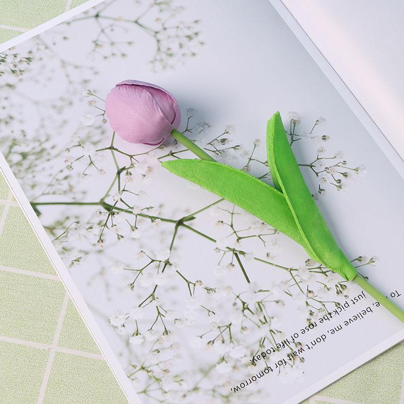 Tulip Simulation Flowers Living Room Table Furnishings Home Arrangement Decorative Flowers Wedding Natural Tulip Latex PU