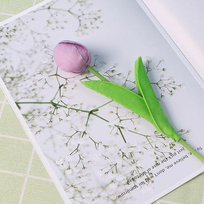 Tulip Simulation Flowers Living Room Table Furnishings Home Arrangement Decorative Flowers Wedding Natural Tulip Latex PU